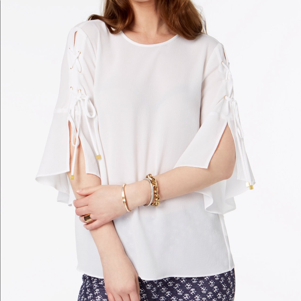 NEW!! MICHAEL KORS Lace-up Sleeve Top